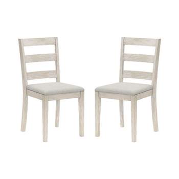 Set of 2 Spencer Wood Ladder Back Dining Chairs White Wire Brush - Hillsdale Furniture