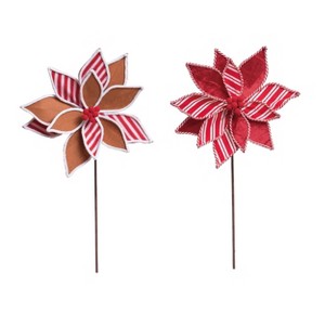 Transpac Dimensional Poinsettia Pick Set of 2 Christmas Home Decorations - 1 of 1