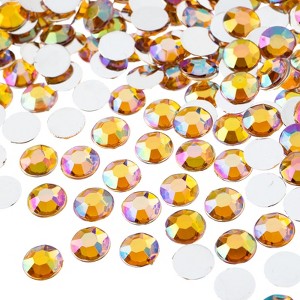 John Bead 1000-Piece 8mm (SS39) Gold AB Acrylic Round Flat Back Rhinestones - 1 of 4