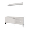 55.1" Particle Board 1-Door TV Stand with Open Storage and Pneumatic Arms for Living Room and Bedroom - 3 of 4