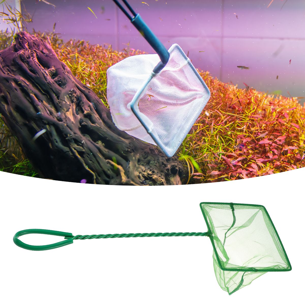 Unique Bargains Aquarium Fish Net Aquarium Fish Tank Accessories Small Fish Fine Net Green 6'' 3Pcs - thumbnail 2
