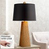 Possini Euro Design Modern Table Lamp 26" High with USB Dimmer Gold Leaf Black Paper Drum Shade for Bedroom Living Room House Home Bedside Nightstand - 2 of 4