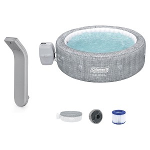SaluSpa Battery Powered Color Changing LED Soothing Spa Waterfall Accessory with Sicily AirJet Inflatable Hot Tub with 180 Soothing Jets, Gray - 1 of 4
