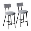 Upholstered Bar Stool Set of 2/4, Modern Counter Height Barstools with Round Seat, Bar Chair with Black Metal Legs, Back and Footrest - 3 of 4