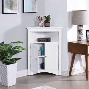 Corner Storage Cabinet Bathroom Floor Corner Cabinet With Doors Shelves Free Standing Sideboard Cabinet - 1 of 4
