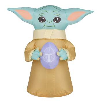 National Tree Company 18" Inflatable Baby Yoda Decoration, Self-Inflating, 4 AA Batteries Required, Easter Collection