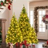 3-Set Artificial Christmas Tree, 8FT, 6FT, 4FT Pre-Lit X-mas Trees With Snow Flocking, Branch Tips and LED Lights - ModernLuxe - 2 of 4