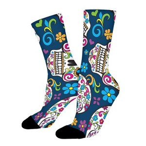 Sugar Skull Women Printed Crew Socks Funny Funky Socks Soft Polyester Novelty Gifts for Artists Men - 1 of 1