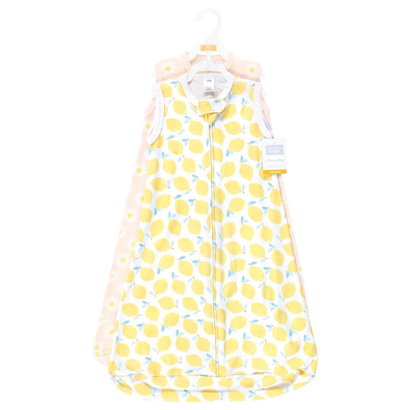 Hudson Baby Infant Girl Cotton Long-Sleeve Wearable Sleeping Bag, Sack, Blanket, Lemon Daisy Sleeveless, 2 of 5