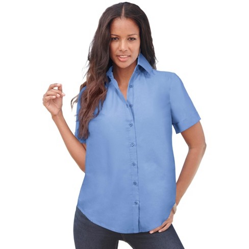 Roaman s Women s Plus Size Short sleeve Kate Big Shirt 12 W French Blue Target