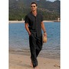 COOFANDY Men 2 Piece Linen Outfit Beach Button Down Shirt Casual Loose Pant Sets - 4 of 4