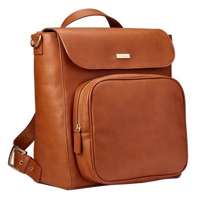 tan leather diaper bag