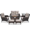 Buenhomino 7pcs Outdoor Patio Furniture Set with Fire Pit Table, Rattan Wicker Loveseat Glider Sets with Ottomans, High back Chairs and Coffee Table - 2 of 4