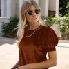Amaryllis Women's Short-Sleeve Velvet Puff Sleeve Top Elegant Crew Neck  Texture - 2 of 4