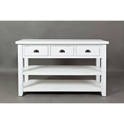 3 Drawers and 2 Open Shelf Sofa Table White - Benzara