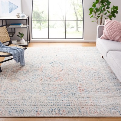 Ivory and Terracotta 5' Square Hand-Knotted Boho-Chic Area Rug
