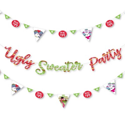 Big Dot of Happiness Wild and Ugly Sweater Party - Christmas Animals Party Letter Banner Decor - 36 Banner Cutouts & Ugly Sweater Party Banner Letters