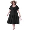 Agnes Orinda Women's Plus Size Sweetheart Neck Short Sleeve Ruffle Hem Tiered Flowy Summer A Line Maxi Dresses with Pockets - 3 of 4