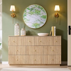 SinCiDo 8 Drawer Fluted Dresser, 55" Wide Wood Chest of Drawers with Deep Storage, Modern Storage Organizer for Bedroom, Living Room - 1 of 4