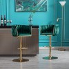 TiramisuBest Set of 2 Velvet Bar Stools with Chrome Footrest & Base, Swivel Height Adjustable Mechanical Lift, Golden Legs, Modern Navy - 2 of 4