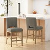 27" Fabric Upholstered Counter Stools, Set of 2 with L-Shaped Backrest and Rubberwood Legs for Kitchen Island, Dining or Home Bar - 3 of 4
