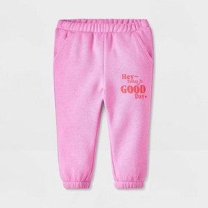 Baby 'Today Is A Good Day' Jogger Pants - Cat & Jack™ Pink - 1 of 3