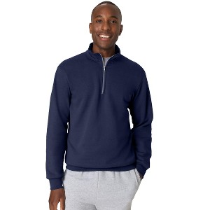 Hanes EcoSmart Men's Fleece Quarter-Zip Pullover Navy S : Target