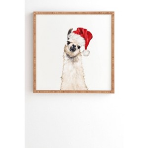 12" x 12" Big Nose Work Christmas Llama Bamboo Framed Wall Art - Deny Designs: Eco-Friendly, Modern Decor - 1 of 3