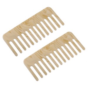 Unique Bargains Anti-Static Hair Comb Wide Tooth for Thick Curly Hair Hair Care Detangling Comb For Wet and Dry Dark 2.5mm Thick Beige 2 Pcs - 1 of 4