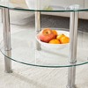 FURNIinspire Coffee Tables Minimalist 2 Layer Tempered Glass Coffee Table Stainless Steel Plated Legs for Living Room, Silver, 27.5"*27.5"*16.5" - 4 of 4
