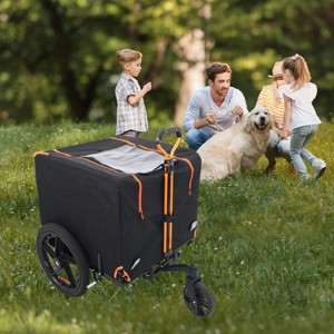 2-in-1 Dog Bike Trailer And Foldable Pet Stroller with Hitch And Handle,for Medium Dogs up to 88 lbs–LAOTIES - 1 of 4