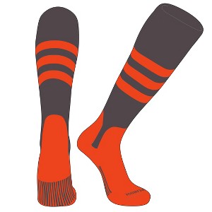 PEAR SOX OTC Baseball Softball Stirrup Socks (A, 5in) Graphite, Orange, Orange - 1 of 3