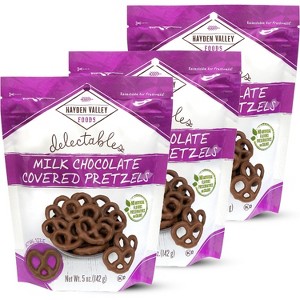 Hayden Valley Foods Milk Chocolate Covered Pretzels | 5 oz Bags (Pack of 3) | No Artificial Flavors, Preservatives or Colors - 1 of 4