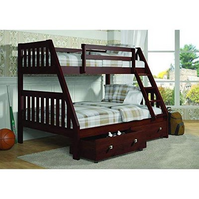 Donco Kids Austin Mission Twin Over Full Cappuccino Bunkbed with Dual Underbed Drawers