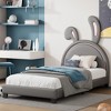 Whisen Upholstered Leather Platform Bed with Rabbit Shaped Headboard - 2 of 4