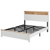 Modern Bed Frame with Storage Headboard, LED Light Bed Frame, Sturdy Metal & Wood Platform Bed for Bedroom – The Pop Home - 3 of 4