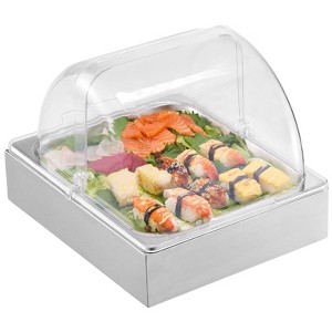 Angel Sar Countertop Food Display Container, Stainless Steel Serving Tray with Clear Lid & Ice Tray, Buffet Condiment Dispenser for Restaurant, Hotel - 1 of 4