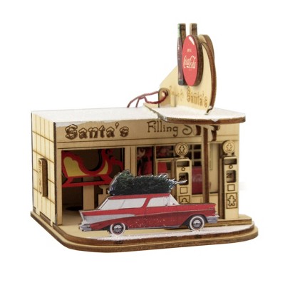 Ginger Cottages 4.0" Cottage Gas Station Coca Cola Ornament  -  Tree Ornaments