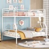 Okak Full XL Over Queen Metal Bunk Bed with Safety Guardrail Loft Bunk Bed with Ladder for Kids Teens, Easy Assemble, White - 2 of 4