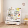 KTMBDW Kids Bookshelf and Toy Organizer,Wooden Kids Bookcase,Toddler Montessori Bookshelf with 2 Drawers,Toy Storage Organizer for Nursery,White - 3 of 4