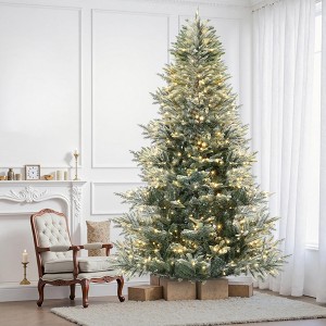 Pre-Lit Snow Flocked Artificial Christmas Tree with Warm White Incandescent Lights & Foldable Stand, UL Listed - 1 of 4