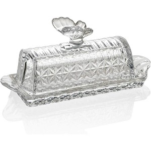 Bezrat Glass Butter Dish with Lid and Handles - 1 of 4
