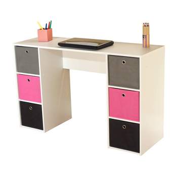 Student Writing Desk with 6 Fabric Bins - Buylateral