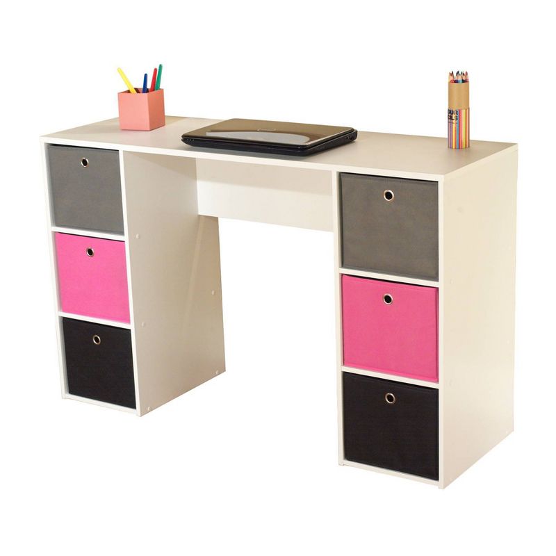 Student Writing Desk with 6 Fabric Bins - Buylateral, 1 of 5