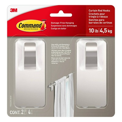 2pk Command Curtain Rod Hooks Black