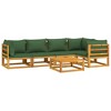 vidaXL Patio Furniture Set - 6 Piece Sectional Sofa Set with Green Cushions - Solid Acacia Wood - Modular Outdoor Lounge - 3 of 4