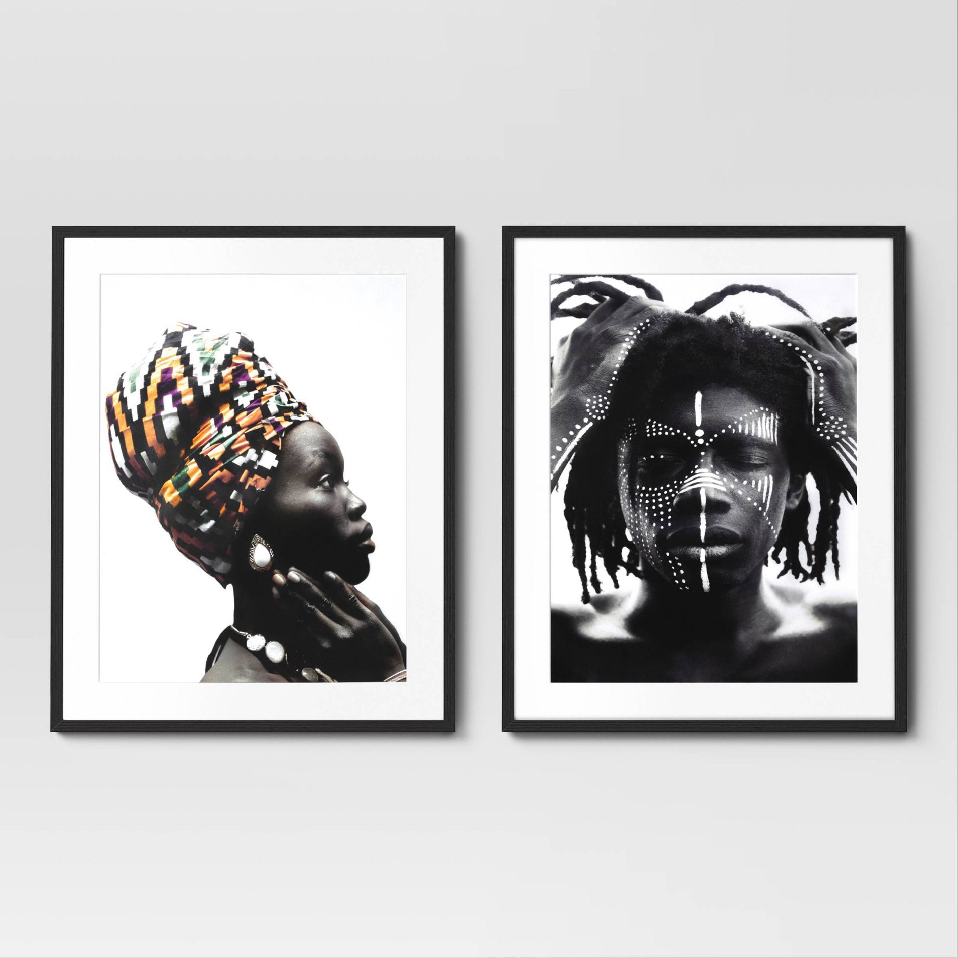 24" x 30" 2pc Cultural Framed Wall Posters - Threshold™: Modern Art Lithograph, Black Frame