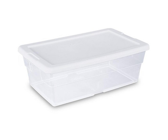 Sterilite 6 Quart Clear Stacking Closet Storage Box With White Lid (36 Pack)