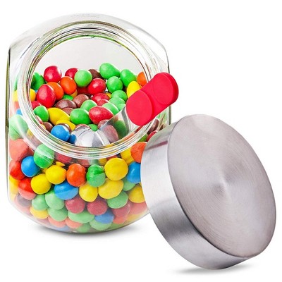 58 Ounce Glass Penny Jar With Magnetic Stainless Steel Lid And Scoop For Candy, Dry Goods, And Food Storage