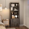 Bookcase with Doors Industrial Bookshelf 11.8in Depth Display Storage Shelves 71.4in Tall Farmhouse Bookcases - 4 of 4